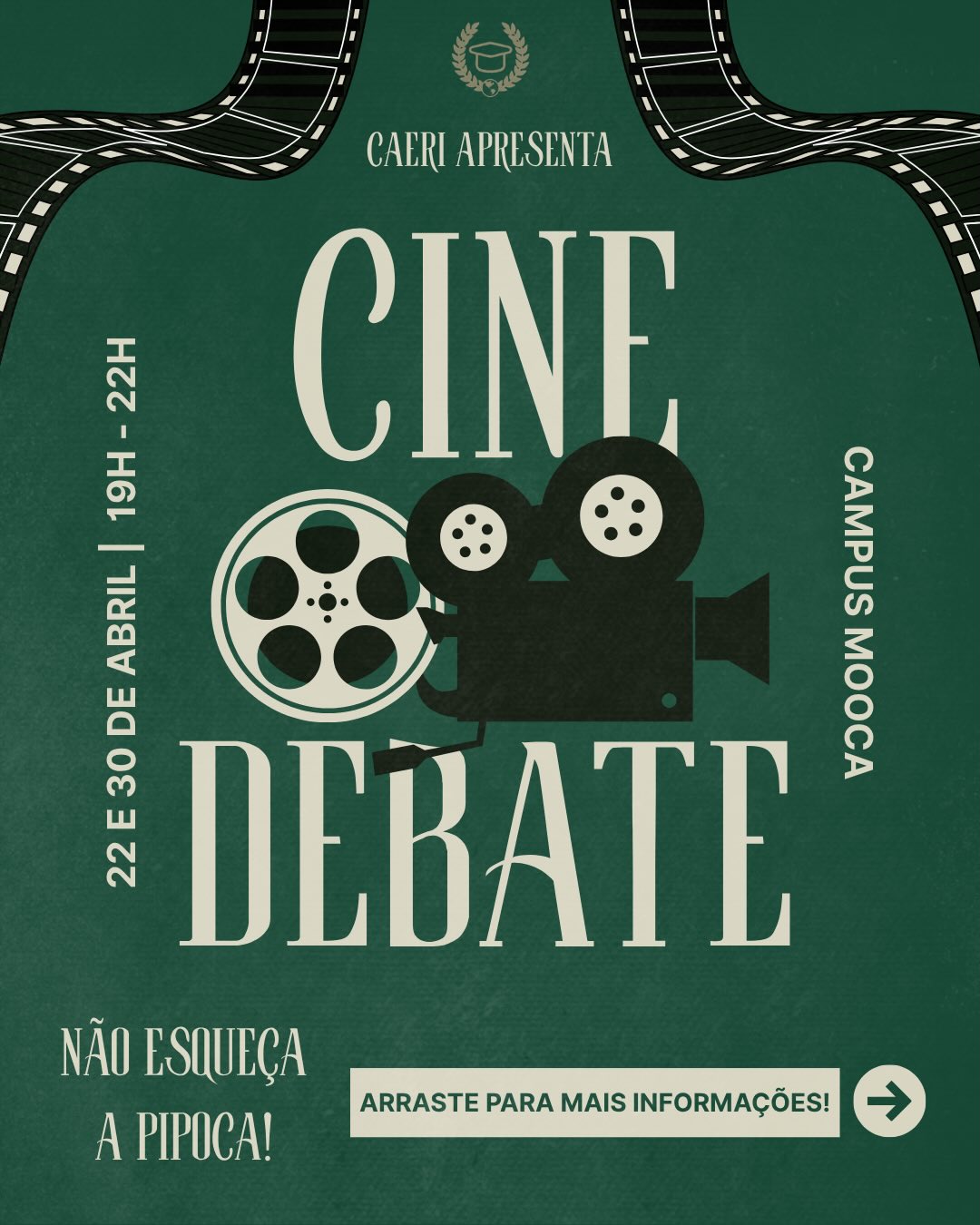 Cinedebates promovido pelo Centro Acadêmico de Relações Internacionais